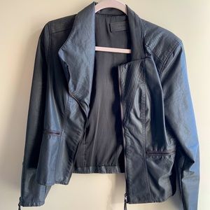 Grey leather jacket- not real leather